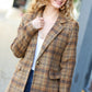 Make It Happen Spice Plaid Tailored Collar Lapel Blazer