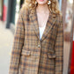 Make It Happen Spice Plaid Tailored Collar Lapel Blazer