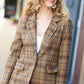 Make It Happen Spice Plaid Tailored Collar Lapel Blazer