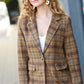 Make It Happen Spice Plaid Tailored Collar Lapel Blazer