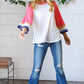 Pink Pointelle Color Block Wide Sleeve Pullover