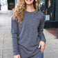 Casual Chic Solid Grey Fitted Long Sleeve Terry Pullover