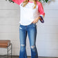 Pink Pointelle Color Block Wide Sleeve Pullover