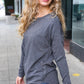 Casual Chic Solid Grey Fitted Long Sleeve Terry Pullover