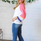 Pink Pointelle Color Block Wide Sleeve Pullover
