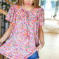 Plum Multicolor Boho Paisley Tie Neck Dolman Top