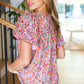 Plum Multicolor Boho Paisley Tie Neck Dolman Top