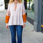 Taupe & Rust Turtleneck Babydoll Terry Top