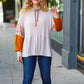 Taupe & Rust Turtleneck Babydoll Terry Top