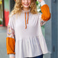 Taupe & Rust Turtleneck Babydoll Terry Top