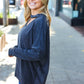 Casual Chic Solid Grey Choker Long Sleeve Hacci Pullover