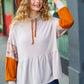 Taupe & Rust Turtleneck Babydoll Terry Top