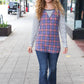 Feeling Playful Plaid/Stripe Outseam Stitch Elbow Patch Pullover