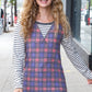 Feeling Playful Plaid/Stripe Outseam Stitch Elbow Patch Pullover