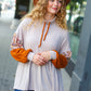 Taupe & Rust Turtleneck Babydoll Terry Top