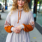 Taupe & Rust Turtleneck Babydoll Terry Top