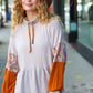 Taupe & Rust Turtleneck Babydoll Terry Top