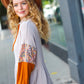 Taupe & Rust Turtleneck Babydoll Terry Top