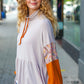 Taupe & Rust Turtleneck Babydoll Terry Top