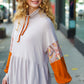 Taupe & Rust Turtleneck Babydoll Terry Top