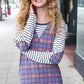 Feeling Playful Plaid/Stripe Outseam Stitch Elbow Patch Pullover