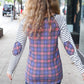 Feeling Playful Plaid/Stripe Outseam Stitch Elbow Patch Pullover