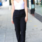 Going Your Way Black Corduroy High Rise Tapered Leg Pants