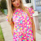 Feeling Femme in Pink Floral Print Frill Mock Neck Blouse