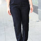 Going Your Way Black Corduroy High Rise Tapered Leg Pants