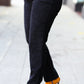 Going Your Way Black Corduroy High Rise Tapered Leg Pants