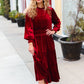 Holiday Dreaming Burgundy Velvet Mock Neck Smocked Waist Dress
