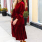 Holiday Dreaming Burgundy Velvet Mock Neck Smocked Waist Dress