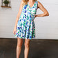 Lovely In Green & Blue Floral Sleeveless Surplice Romper