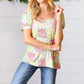 Canary/Mint Floral Square Neck Bubble Sleeve Top