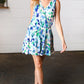 Lovely In Green & Blue Floral Sleeveless Surplice Romper