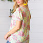 Canary/Mint Floral Square Neck Bubble Sleeve Top