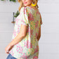 Canary/Mint Floral Square Neck Bubble Sleeve Top
