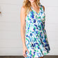 Lovely In Green & Blue Floral Sleeveless Surplice Romper