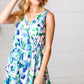 Lovely In Green & Blue Floral Sleeveless Surplice Romper