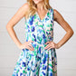 Lovely In Green & Blue Floral Sleeveless Surplice Romper