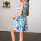 Lovely In Green & Blue Floral Sleeveless Surplice Romper