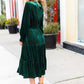 Holiday Dreaming Hunter Green Velvet Mock Neck Smocked Waist Dress