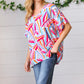 Blue & Fuchsia Geometric Print Woven Top