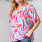 Blue & Fuchsia Geometric Print Woven Top