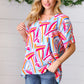Blue & Fuchsia Geometric Print Woven Top