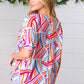 Blue & Fuchsia Geometric Print Woven Top