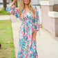 Star Struck Vintage Floral Midi Dress with Side Pockets