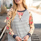 Stripe and Peach Leopard Floral Color Block Top