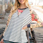 Stripe and Peach Leopard Floral Color Block Top