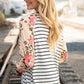 Stripe and Peach Leopard Floral Color Block Top